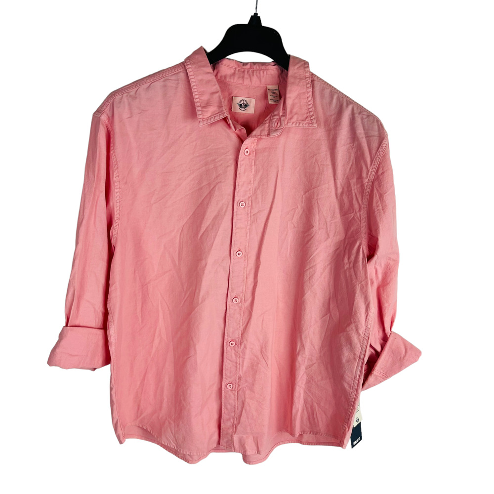 New Dockers Mens Sz XL‎ Cotton Button Up Shirt Long Sleeve Pink NWT
